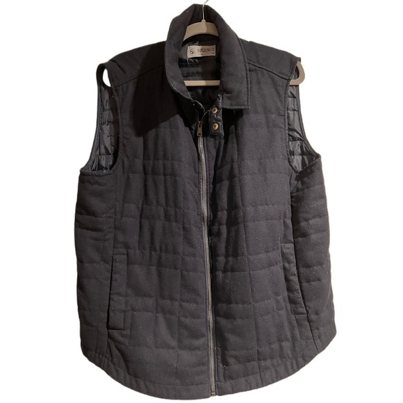 S u p e r n o v a โข quilted collared navy blue zip vest - Picture 1 of 5